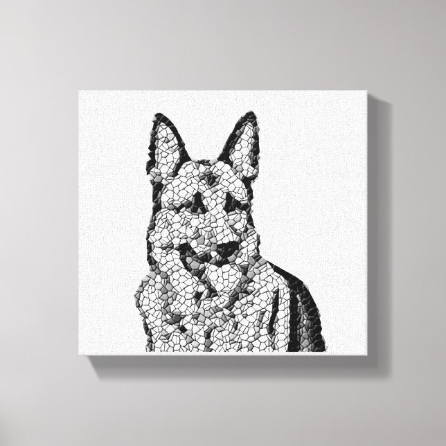 Diversão da Canvas de German shepherd de Mídia B&W (Frente)