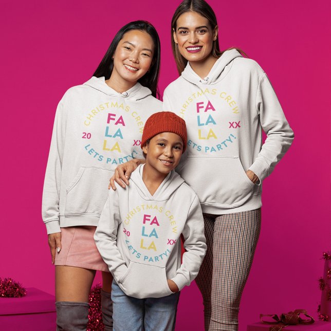 Diversão Da Família Fa La Combinação Da Tripulação (Fun Fa La La Family Matching Christmas Crew Hoodie)