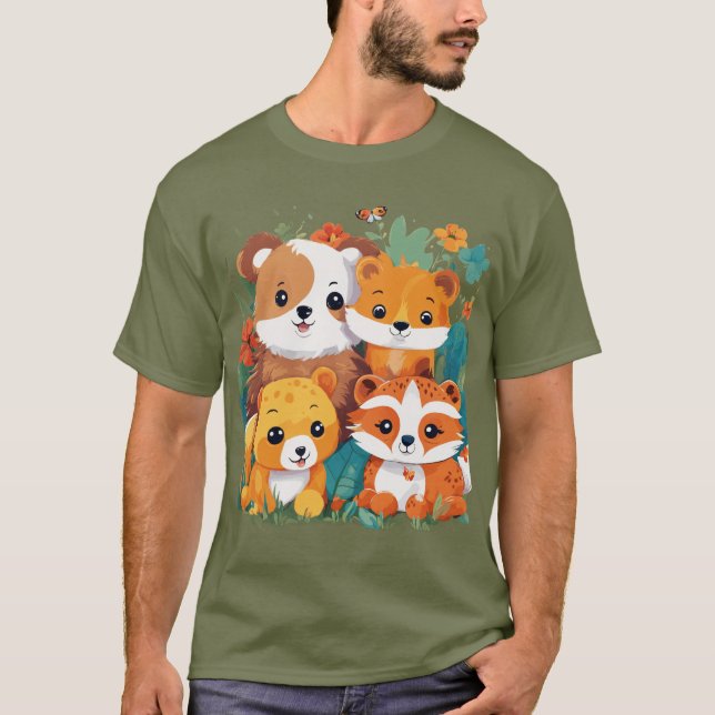 Diversão da família Lemur: Design de camiseta (Frente)