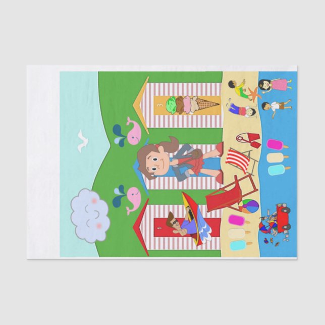 Diversão da praia do Sorvete de Papel Teclado (Frente )