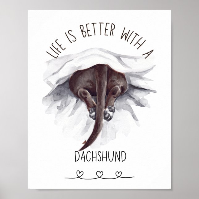 Diversão Dachshund Wall Art Poster Black (Frente)