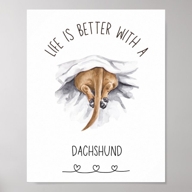 Diversão Dachshund Wall Art Poster Tan (Frente)