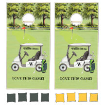 Diversão De Golfe No Monograma Do Carrinho De Bura