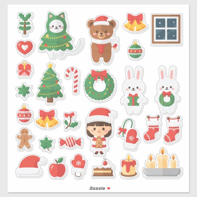 Diversão de Natal Kawaii Suprema! Mega Adesivo (Folha)