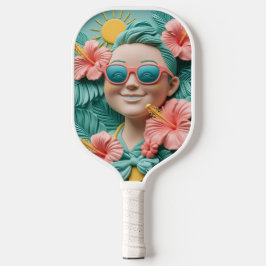 Diversão de Pickleball Tropical - Design de Paddle