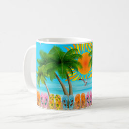 Diversão de Verão na Praia Caneca de Café