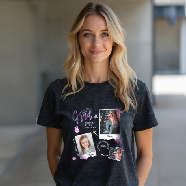 Diversão do álbum de fotografias do Scrapbook, dep (Fun Scrapbook Photo Album Notebook Then & Now Grad Tri-Blend Shirt)