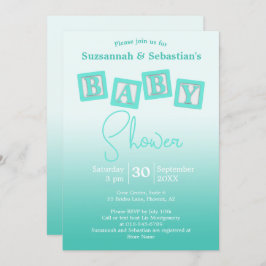 Diversão do Ombre Teal BABY Bloqueia Convite para