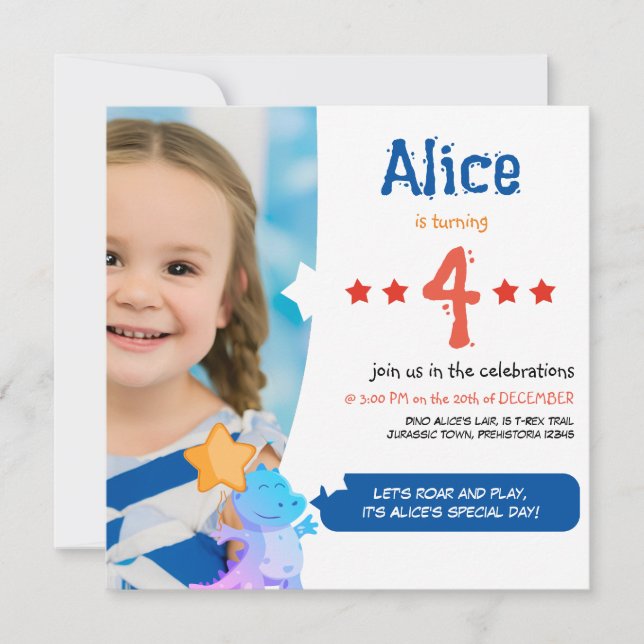 Diversão e Festivo do Dinossauro Convite de Aniver (Frente)