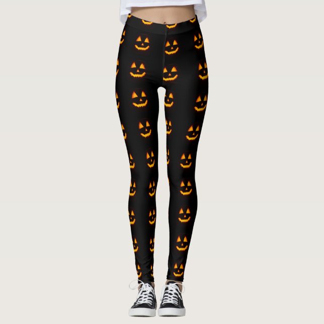Diversão Jack O Lanterna Leggings Halloween (Frente)