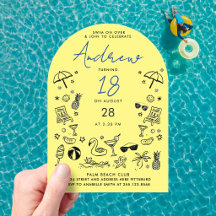 Diversão Legal Neon Amarelo Azul Festa na Piscina 