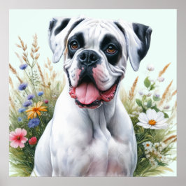 Diversão Loving Boxer Dog Poster