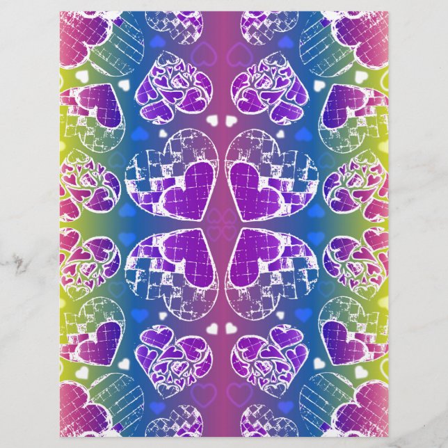 Diversão Púrpura, azul, corações brancos amarelos (Frente)