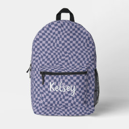 Diversão Retro Wavy Check Roxo Nome do Monograma