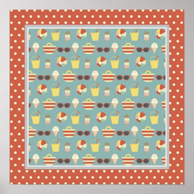 Diversão Retroativa Na Poster Da Praça Sun Beach (Frente)