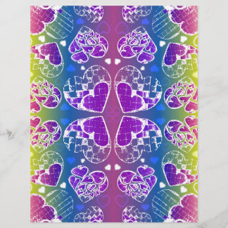 Diversão Roxo, azul, amarelo Padrão de Corações Ca