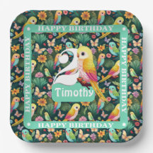 Diversão tropical: Pratos de segundo aniversário p