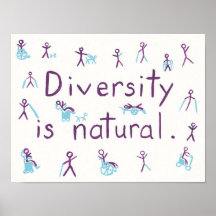 "Diversidade é natural" Stick Figura Poster