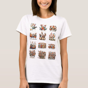 Divertido Camisa Feminina 12 Dias de Natal
