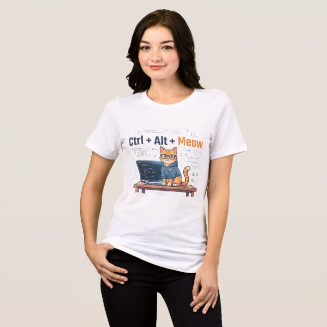 Divertido Ctrl Alt Meow Gato Programador Coder Gee (Frente Completa)