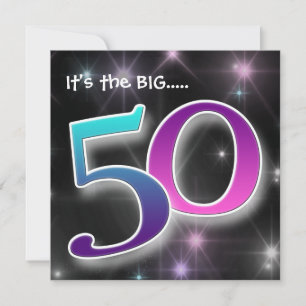 Divertido e colorido Convite de aniversário 50º