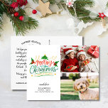 Divertido, Feliz Natal, 2 Fotografias Cartão<br><div class="desc">Mande o Natal animado com este cartão-postal festivo com as suas duas fotos e "Feliz Natal" em letras brancas. O backside oferece espaço para uma nota digitada ou exclusão para deixar espaço para uma nota manuscrita. Divertido e festivo, mas simples e moderno - um cartão que certamente difunde alegria de...</div>