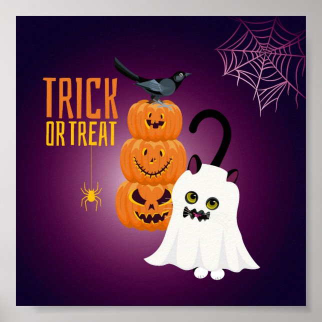 Divertimento de gato no Halloween tocando Poster G (Frente)