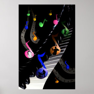 Divertimento e poster musical colorido