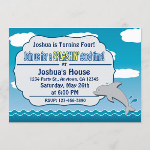 Divertimento no convite do aniversário do golfinho