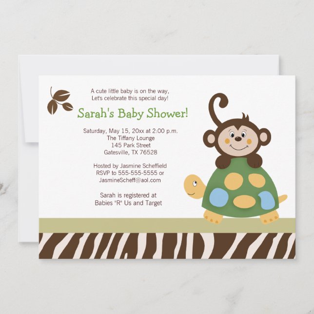 Divertimento no Convite para Chá de fraldas 5x7 na (Frente)