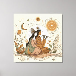 Divina e bela Radha Krishna Canvas Wall Art