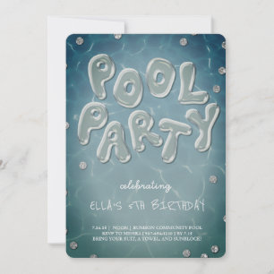 Divirta-se Convite de festas de Piscina de Bash de