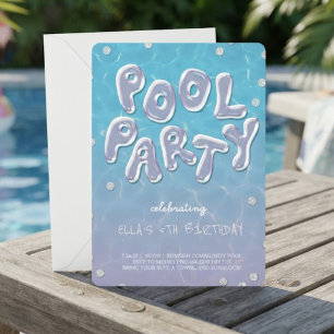Divirta-se Convite de festas de Piscina de Bash de