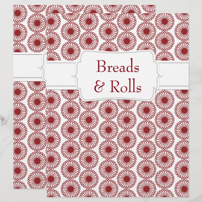 Divisor de Receitas Florais de Quaint Maroon (Frente/Verso)