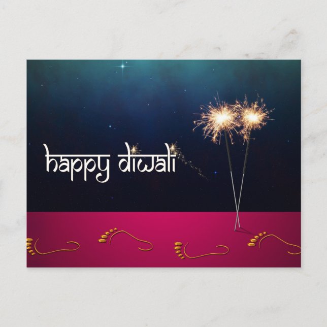 Diwali Feliz e Brilhante - Cartão Postal (Frente)