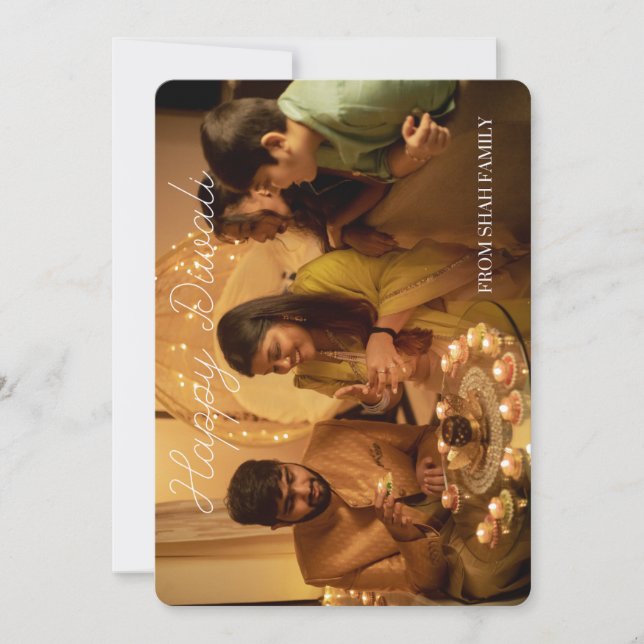 Diwali Flat Cartão com fotos (Frente)