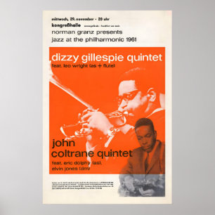 Dizzy Gillespie - John Coltrane pôster de jazz - J