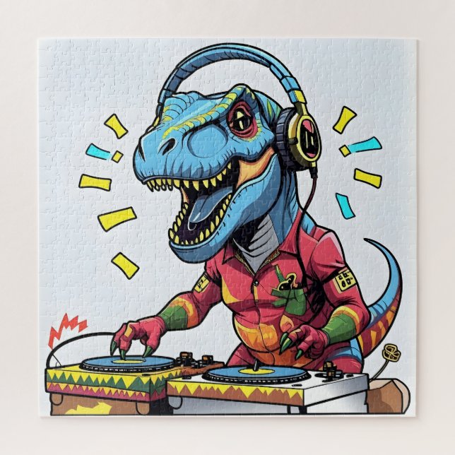DJ Dino Party Art Quebra-cabeça (Vertical)
