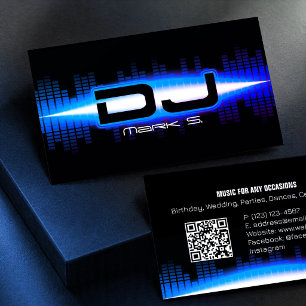 DJ Modern Royal Blue Cartão de visita com código Q