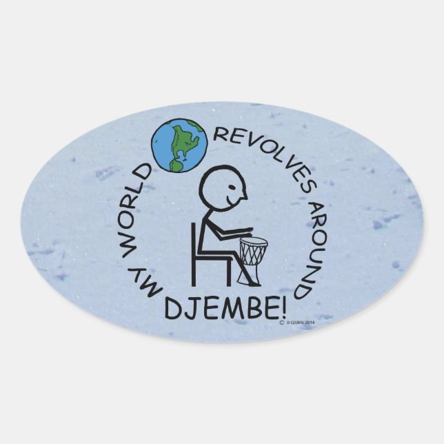 Djembe - Mundo Revolve-se em torno do adesivo Oval (Frente)