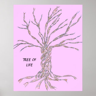 DNA TREE ou Tree of Life POSTER PINK