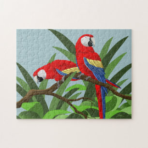 Do Macaw escarlate de quebra-cabeça de serra de