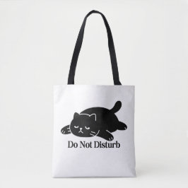 Do Not Disturb Black Cat Tote Bag Cute Lazy Cat