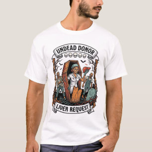 Doador de Órgão Zumbi Estampa Vintage Camisa Branc