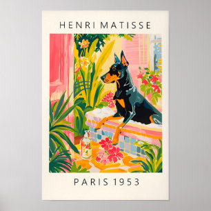 Doberman Na Banheira, Poster De Banheiro Engraçado