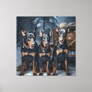 Doberman Nevado Trenó Natal Decoração