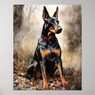 Doberman Pinscher Dog Art Impressão Poster