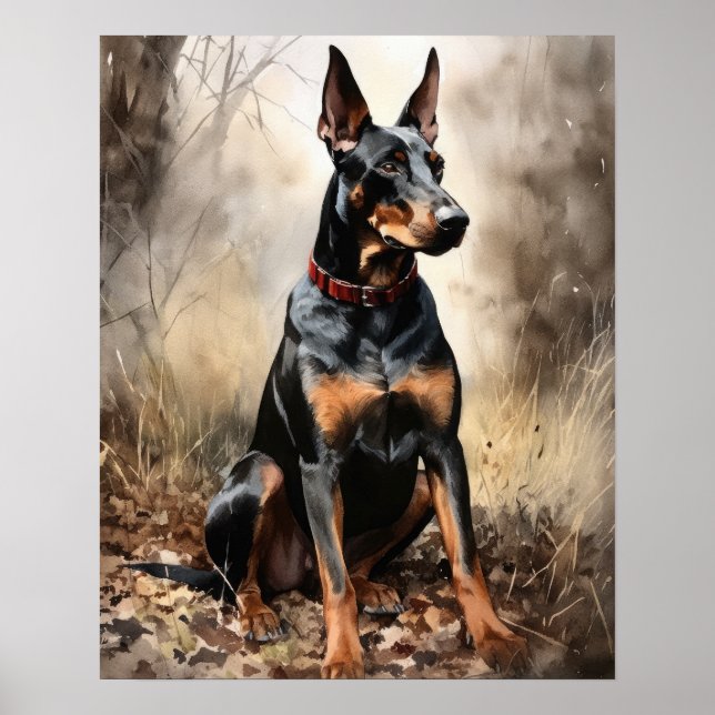 Doberman Pinscher Dog Art Impressão Poster (Frente)