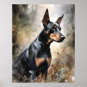Doberman Pinscher Dog Art Impressão Poster