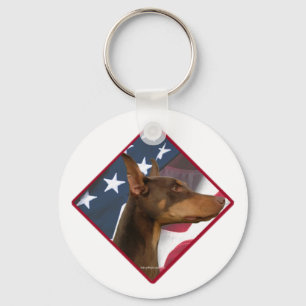 Doberman Pinscher Flag Chaveiro